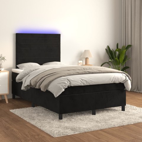 Łóżko kontynentalne z materacem i LED, czarne, 120x190 cm