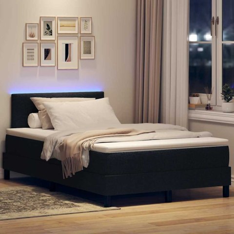Łóżko sprężynowe z materacem z LED Czarny 120 x 200 cm tkanina
