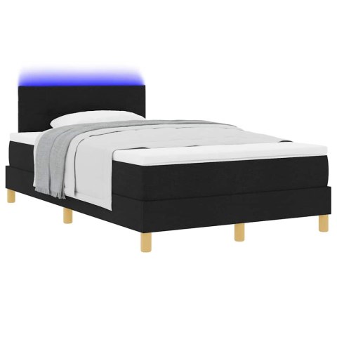 Łóżko z sprężyną LED z materacem Czarny 120 x 190 cm tkanina