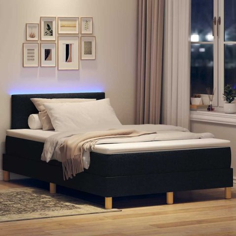 Łóżko z sprężyną LED z materacem Czarny 120 x 190 cm tkanina