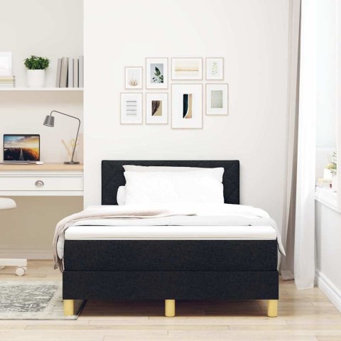 Łóżko z sprężyną LED z materacem Czarny 120 x 190 cm tkanina