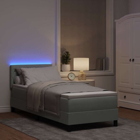 Łóżko z sprężyną LED z materacem Jasnoszary 80 x 200 cm Aksamit