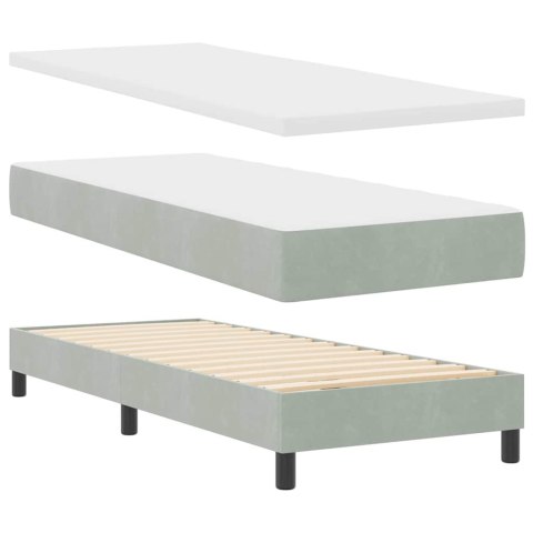 Łóżko z sprężyną LED z materacem Jasnoszary 80 x 200 cm Aksamit
