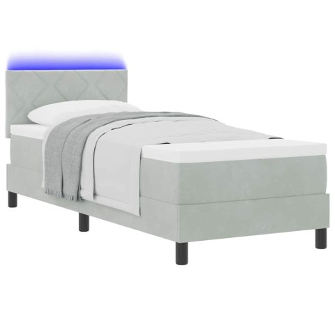 Łóżko z sprężyną LED z materacem Jasnoszary 80 x 200 cm Aksamit