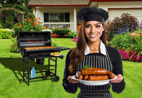 Grill węglowy ogrodowy beczka 2 ruszty BAREL