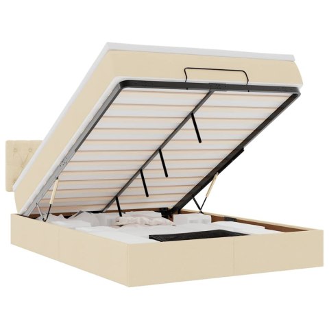 Łóżko Ottoman z materacem i diodami LED kremowe 140x190 cm