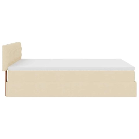 Łóżko Ottoman z materacem i diodami LED kremowe 140x190 cm
