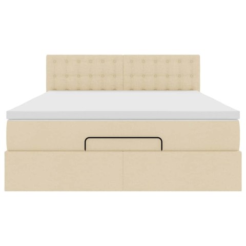 Łóżko Ottoman z materacem i diodami LED kremowe 140x190 cm