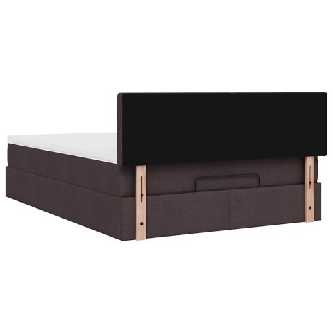 Łóżko otomana z materacem diodami LED ciemnobrązowe 140x190 cm