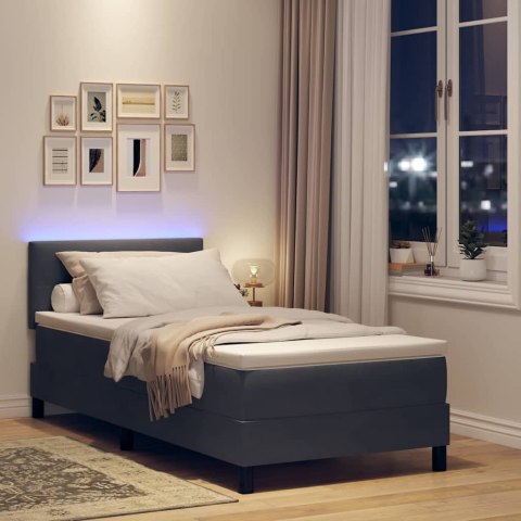 Łóżko z sprężyną LED z LED Ciemnoszary 80 x 200 cm Aksamit