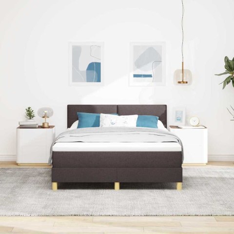 Łóżko z sprężyną LED z LED Ciemny brąz 140 x 190 cm tkanina