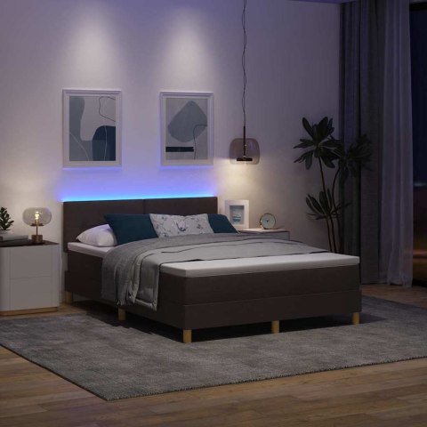 Łóżko z sprężyną LED z LED Ciemny brąz 140 x 190 cm tkanina