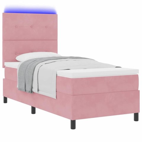 Łóżko z sprężyną LED z materacem Różowy 80 x 200 cm tkanina