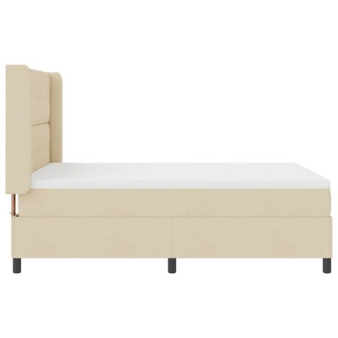 Łóżko z sprężyną LED z materacem Kremowy 140 x 190 cm tkanina