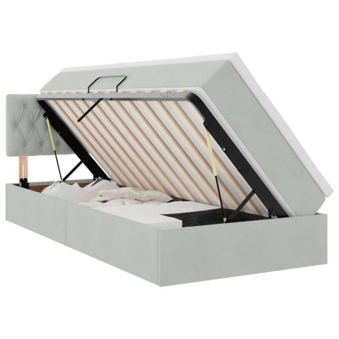 Łóżko z miejscem na przechowywanie i LED Jasnoszary 90 x 190 cm