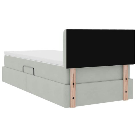 Łóżko z miejscem na przechowywanie i LED Jasnoszary 90 x 190 cm