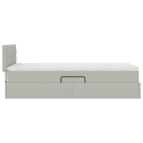 Łóżko z miejscem na przechowywanie i LED Jasnoszary 90 x 190 cm