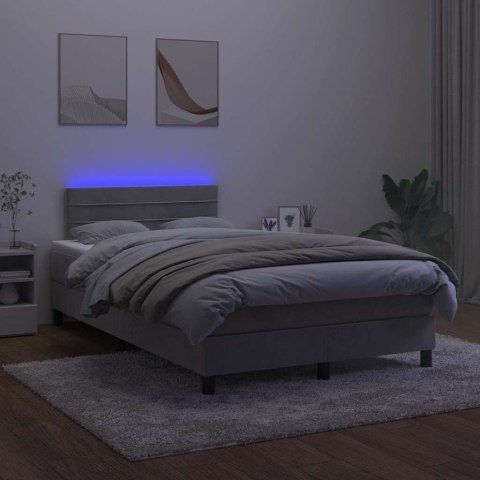 Łóżko kontynentalne z materacem i LED, jasnoszare, 120x190 cm