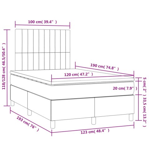 Łóżko kontynentalne z materacem i LED, różowe, 120x190 cm