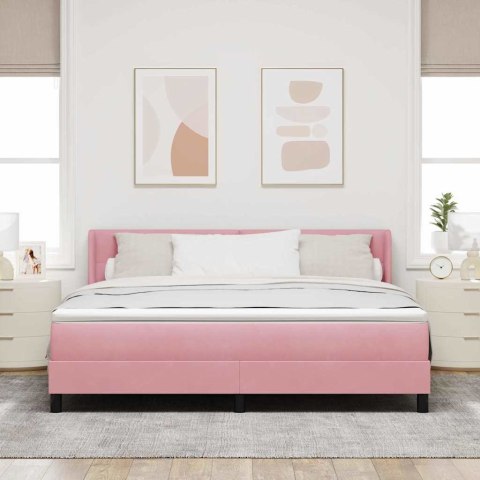 Łóżko sprężynowe z materacem Różowy 200 x 180 cm Poliester