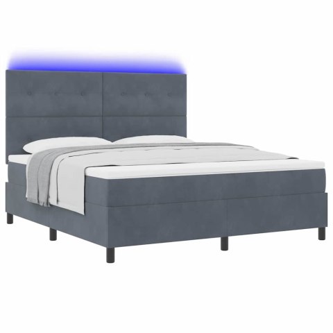 Łóżko z sprężyną LED Ciemnoszary 180 x 200 cm tkanina