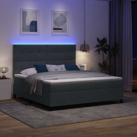Łóżko z sprężyną LED Ciemnoszary 180 x 200 cm tkanina