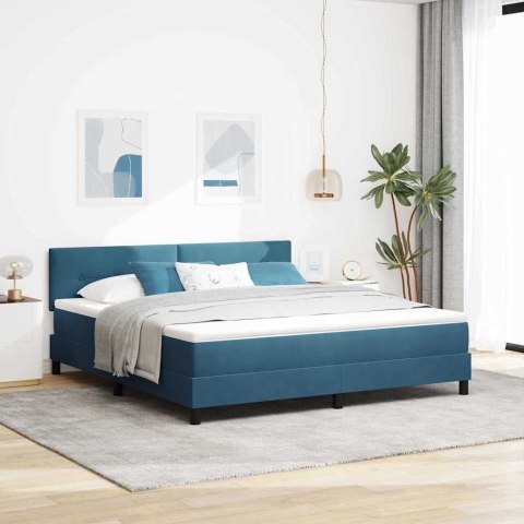 Łóżko z sprężyną LED z LED Ciemnoniebieski 180 x 200 cm Aksamit
