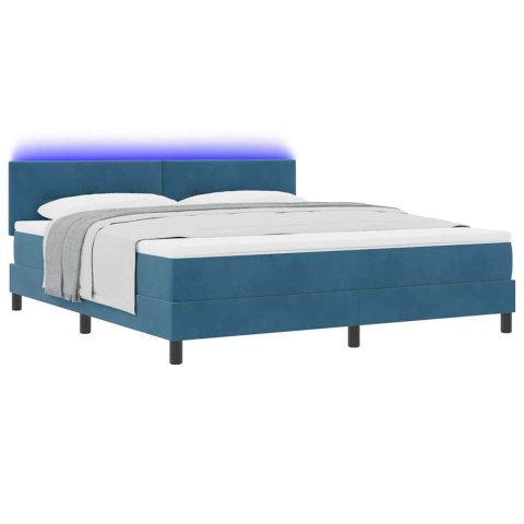 Łóżko z sprężyną LED z LED Ciemnoniebieski 180 x 200 cm Aksamit