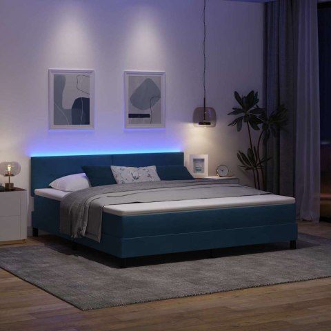Łóżko z sprężyną LED z LED Ciemnoniebieski 180 x 200 cm Aksamit