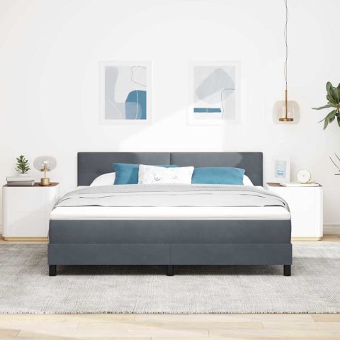 Łóżko z sprężyną LED z LED Ciemnoszary 180 x 200 cm Aksamit