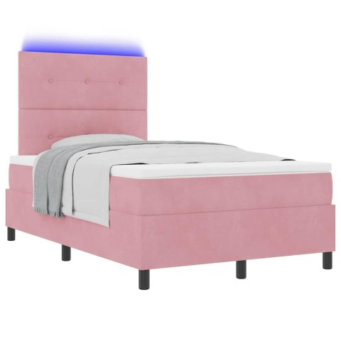 Łóżko z sprężyną LED z materacem Różowy 120 x 190 cm tkanina