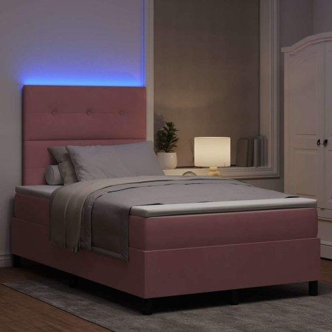 Łóżko z sprężyną LED z materacem Różowy 120 x 190 cm tkanina