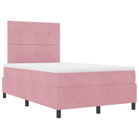 Łóżko z sprężyną LED z materacem Różowy 120 x 190 cm tkanina