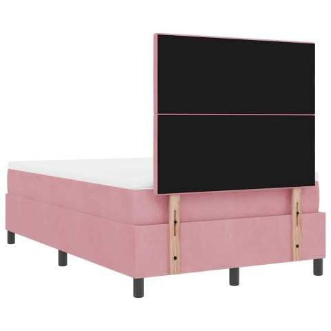 Łóżko z sprężyną LED z materacem Różowy 120 x 190 cm tkanina
