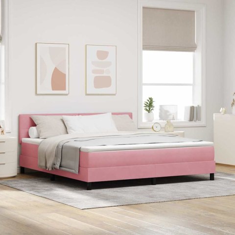 Łóżko z sprężyną LED z materacem Różowy 180 x 200 cm Aksamit