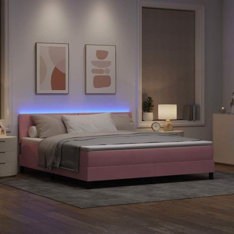 Łóżko z sprężyną LED z materacem Różowy 180 x 200 cm Aksamit
