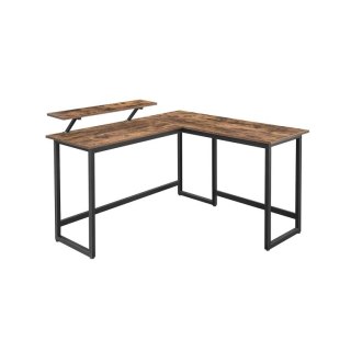 Biurko do pracy narożne ALINRU rustykalne z półką 140x130 cm