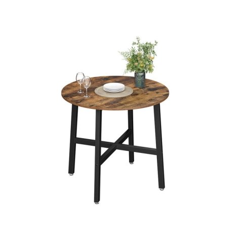 Okrągły stół jadalniany industrialny 80 cm, drewno i stal