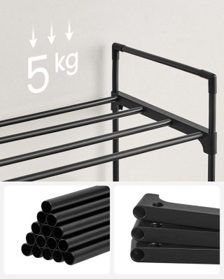 Regał na buty metalowy czarny 92x30x54 cm, 3 poziomy