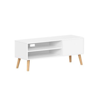 Szafka pod telewizor biała, 120x40x49 cm, półki i szafka