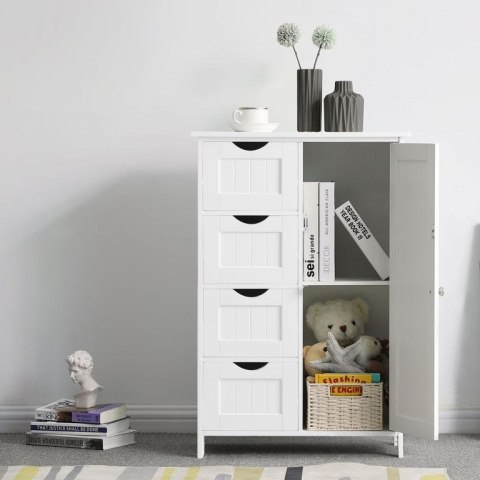 Uniwersalna biała szafka MDF 4 szuflady, regulowana półka