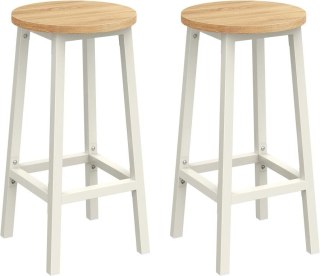 VASAGLE zestaw 2 krzeseł barowych białe/dąb 65 cm do kuchni