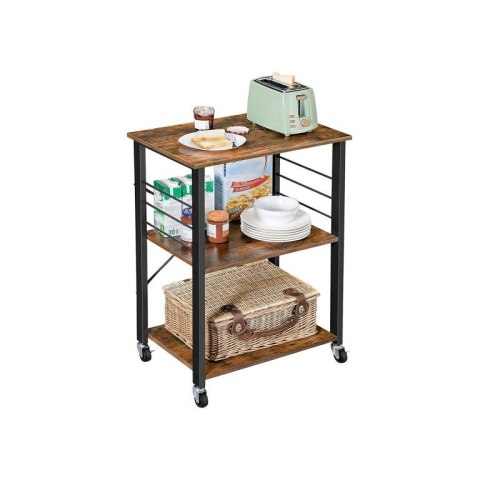 Wózek kuchenny VASAGLE, 3 półki, industrialny styl, 60 cm