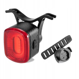 Lampka rowerowa LED czerwona tylna system hamowania STOP USB-C - czarna