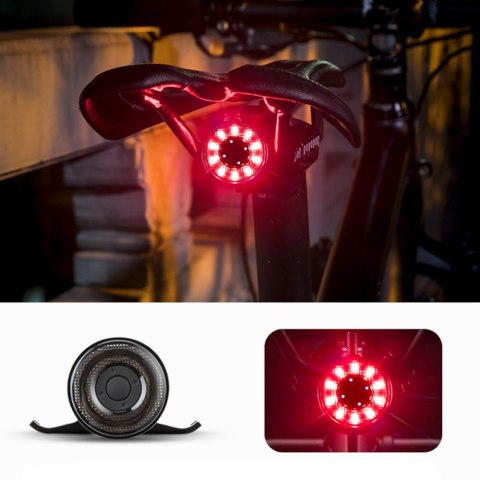 Lampka rowerowa tylna Q1 7 kolorów LED Strobe + kabel USB-C - USB-A - czarna