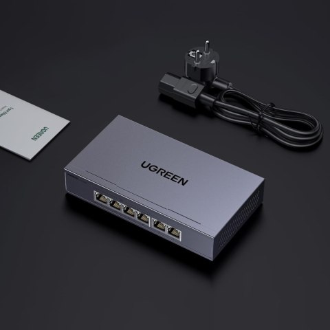 Switch przełącznik sieciowy Ethernet 6-Portowy 1Gb/s z PoE - szary