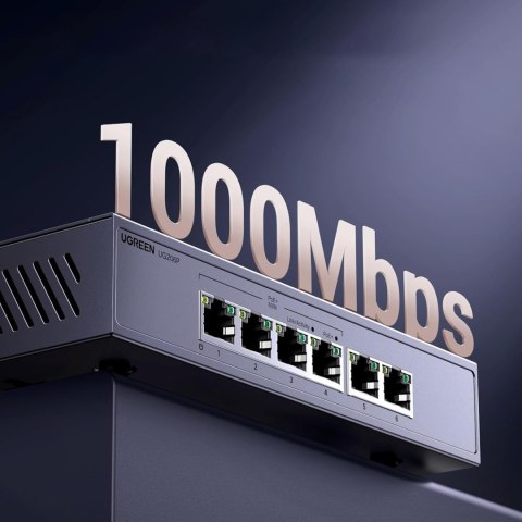 Switch przełącznik sieciowy Ethernet 6-Portowy 1Gb/s z PoE - szary