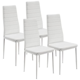 Białe krzesła do kuchni, zestaw 4 szt., stal, PVC, wygodne