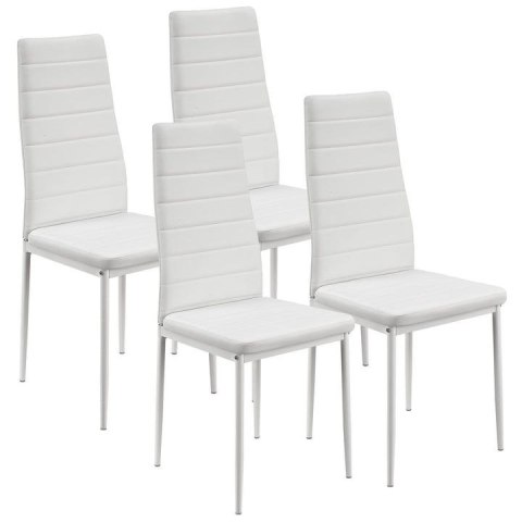 Białe krzesła do kuchni, zestaw 4 szt., stal, PVC, wygodne