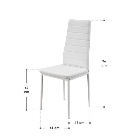 Białe krzesła do kuchni, zestaw 4 szt., stal, PVC, wygodne
